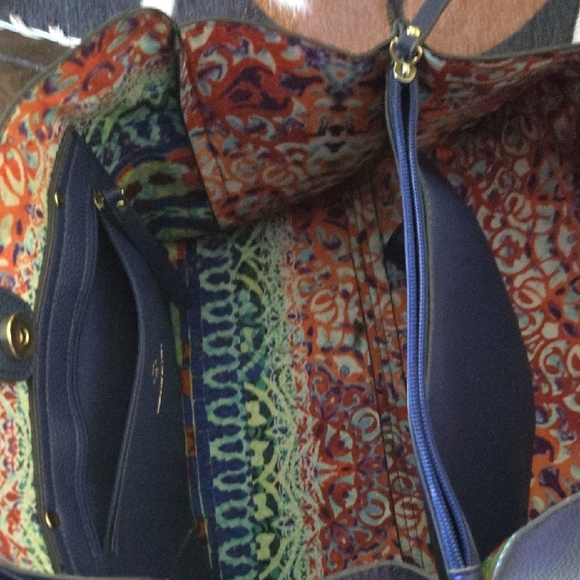 Nanette Lepore Blue and Gold Shoulder Bag with Structured Design - Picture 6 of 11